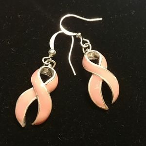 New pink ribbon earrings